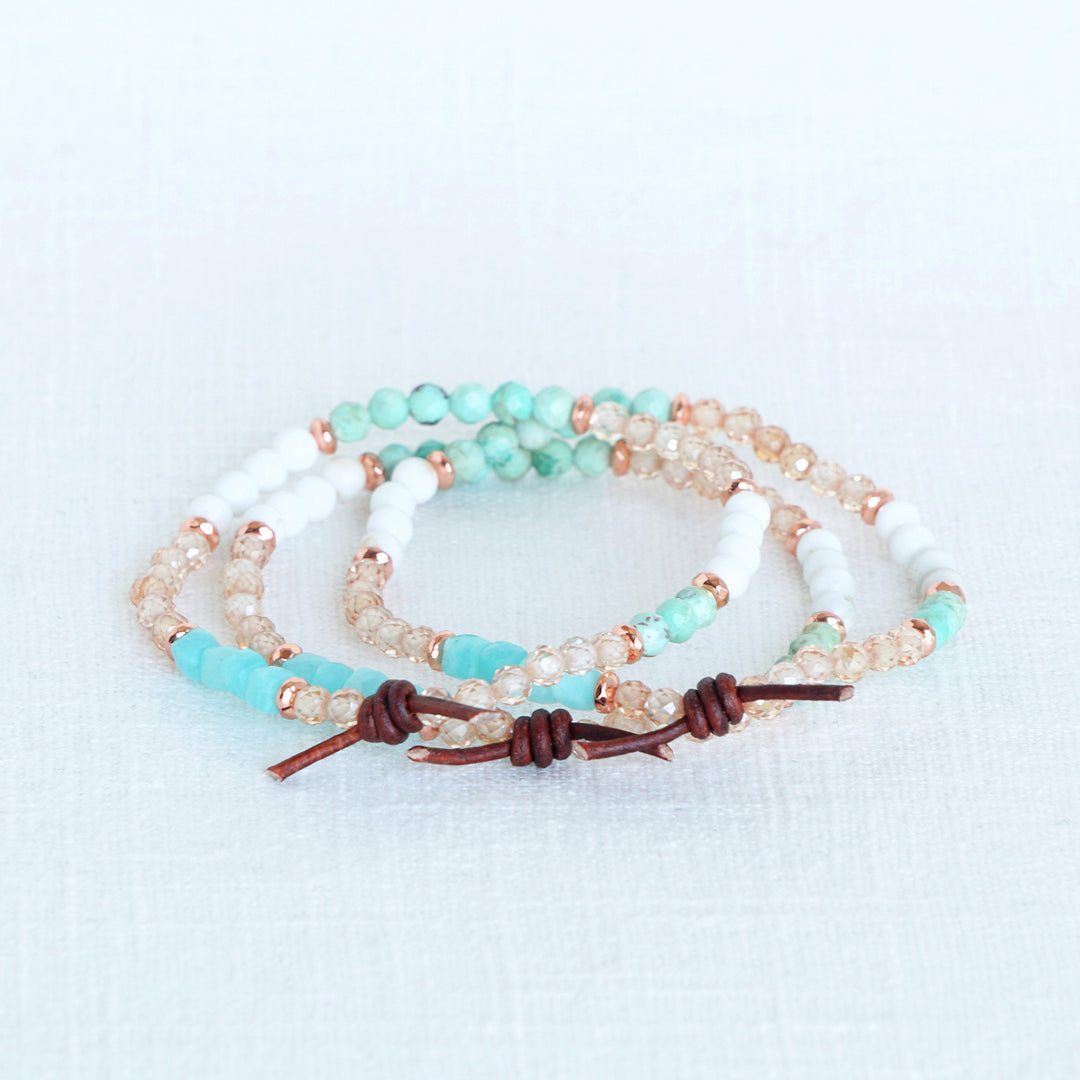 Turquoise, Zircon & Amazonite Tiny Stacker | May 2025 Stacker of the Month