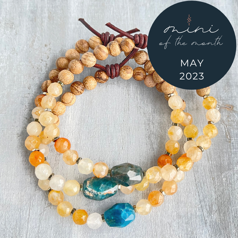 Honey Jade, Apatite, and Wood Mini Bracelet (Radiance) | May 2023 Mini of the Month