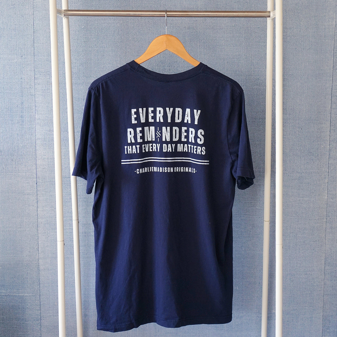 Charliemadison Everyday Reminders & Logo T Shirt | Navy