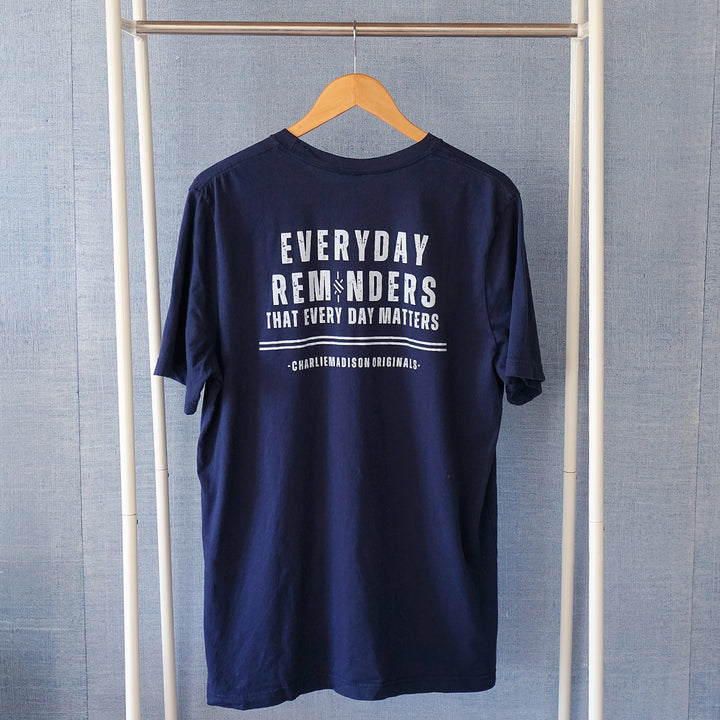 Charliemadison Everyday Reminders & Logo T Shirt | Navy