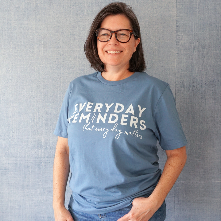 Charliemadison Everyday Reminders T Shirt | Steel Blue