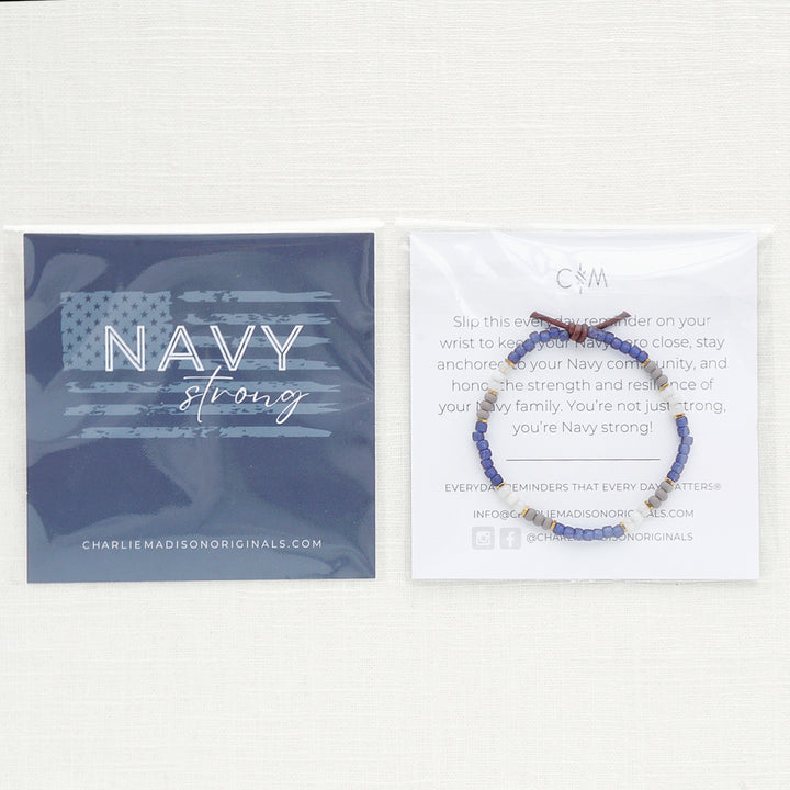 Navy Strong Bracelet | Tiny Stacker Seed Bead Bracelet