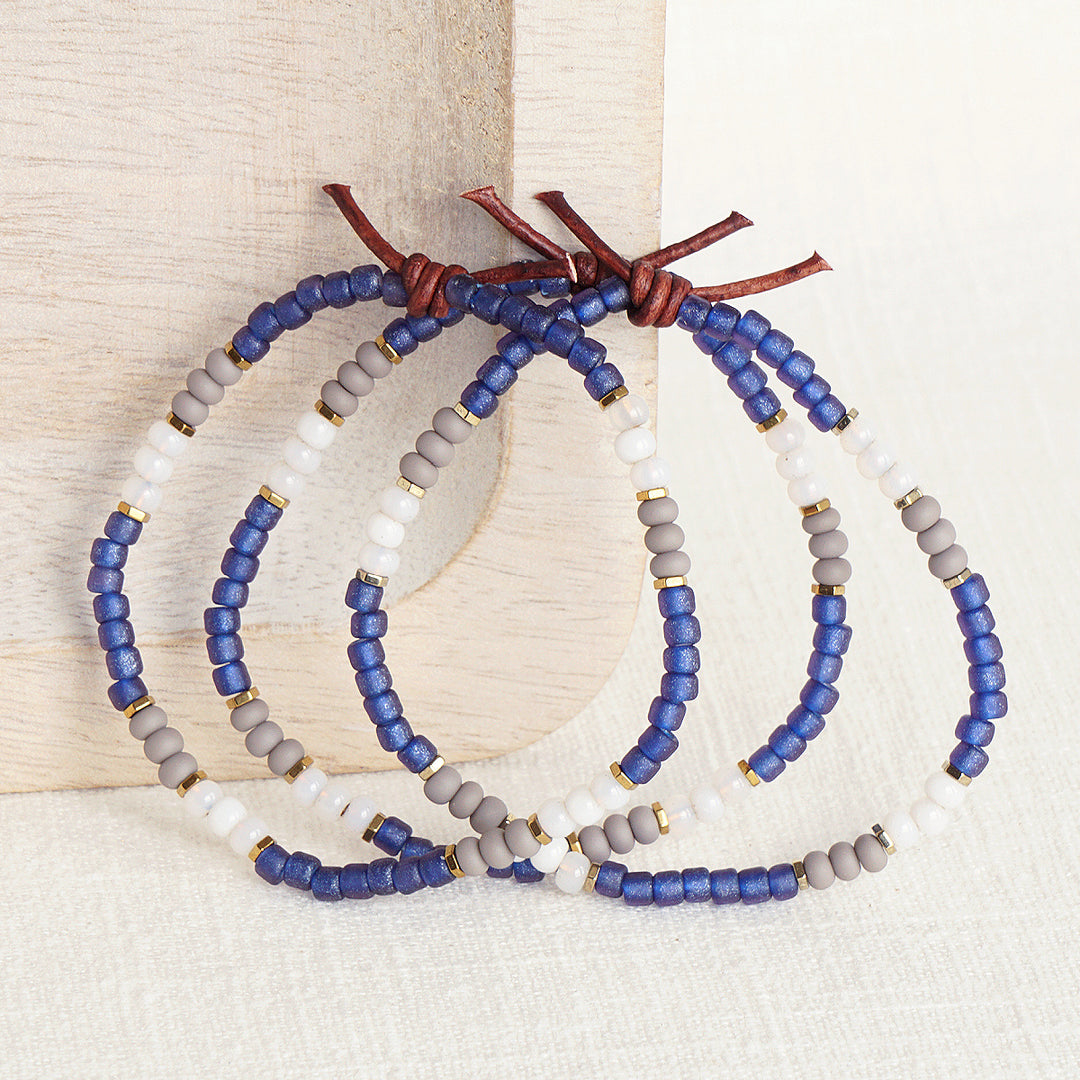 Navy Strong Bracelet | Tiny Stacker Seed Bead Bracelet