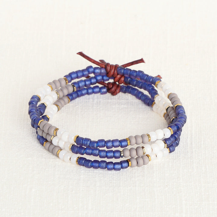 Navy Strong Bracelet | Tiny Stacker Seed Bead Bracelet