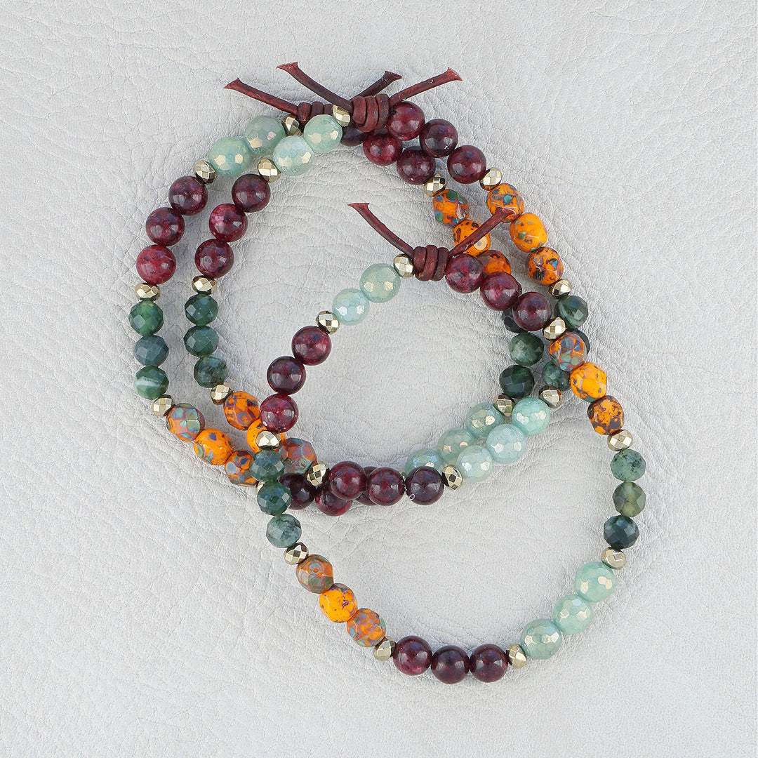 Aventurine, Jade, Jasper, and Czech Glass Mini Stacker | November Stacker of the Month