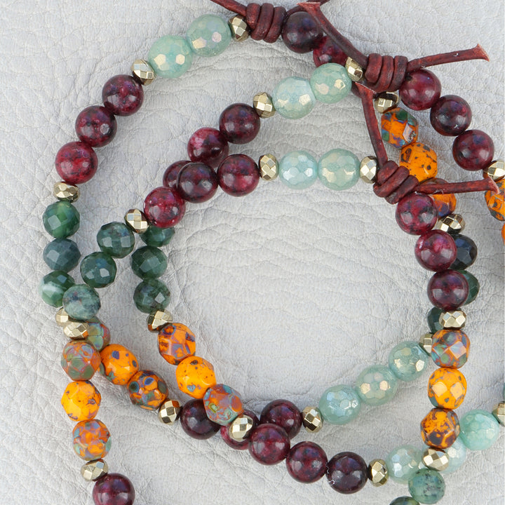 Aventurine, Jade, Jasper, and Czech Glass Mini Stacker | November Stacker of the Month