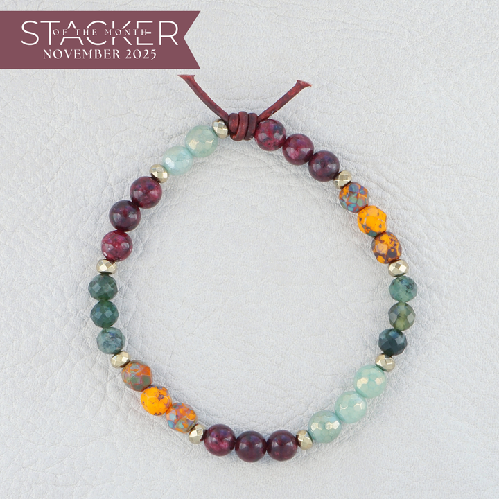 Aventurine, Jade, Jasper, and Czech Glass Mini Stacker | November Stacker of the Month