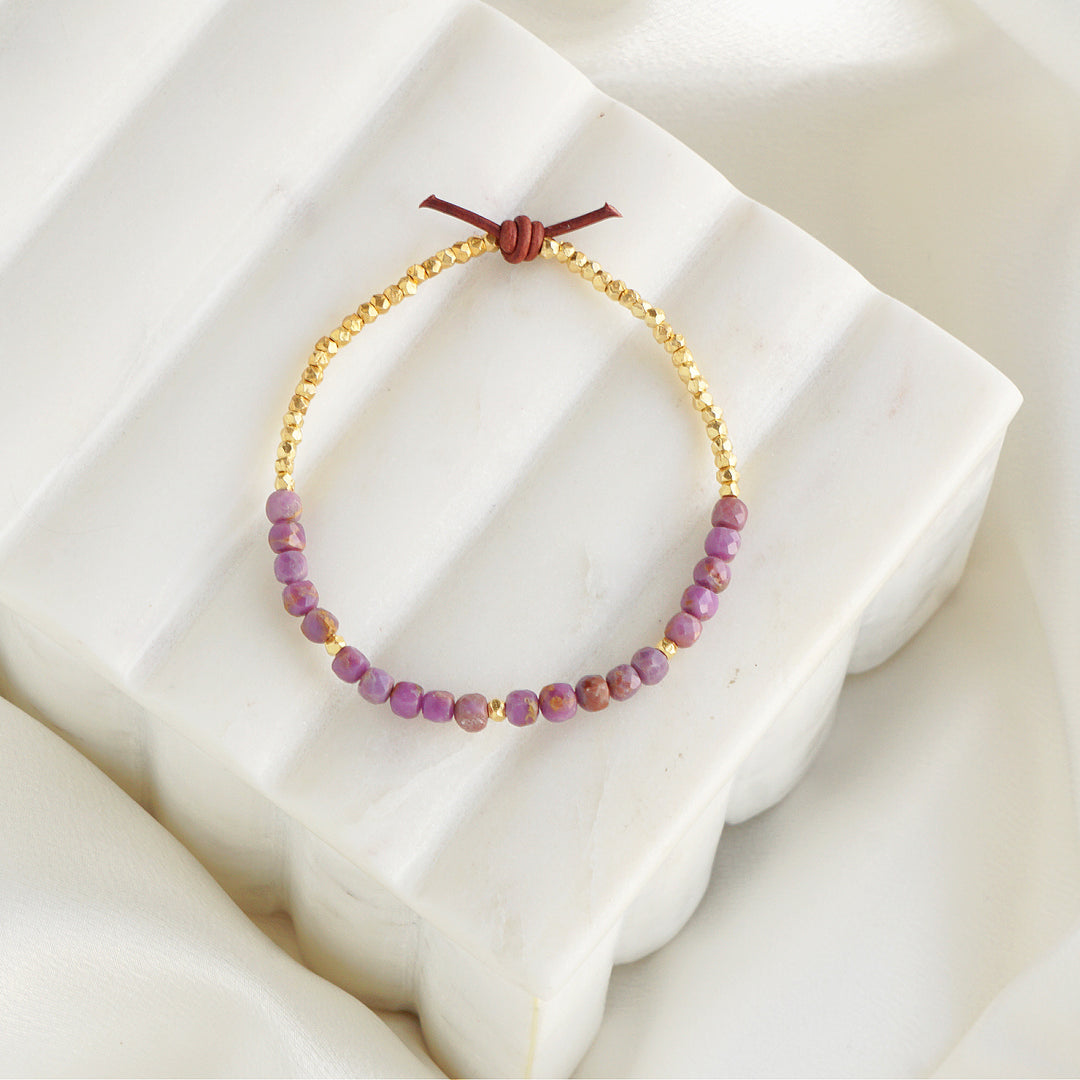 Phosphosiderite Cube & Gold Nugget Tiny Bracelet | 2024 Holiday Exclusive