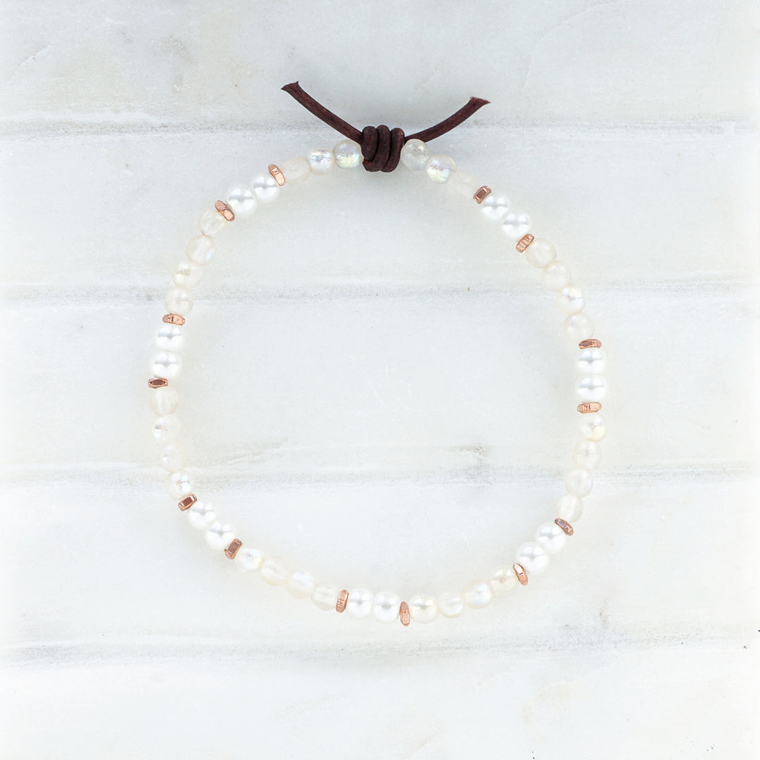 Holiday Cheer Bracelet Set - Mauve, Rose Gold, & Pearl | Set of 3 Bracelets