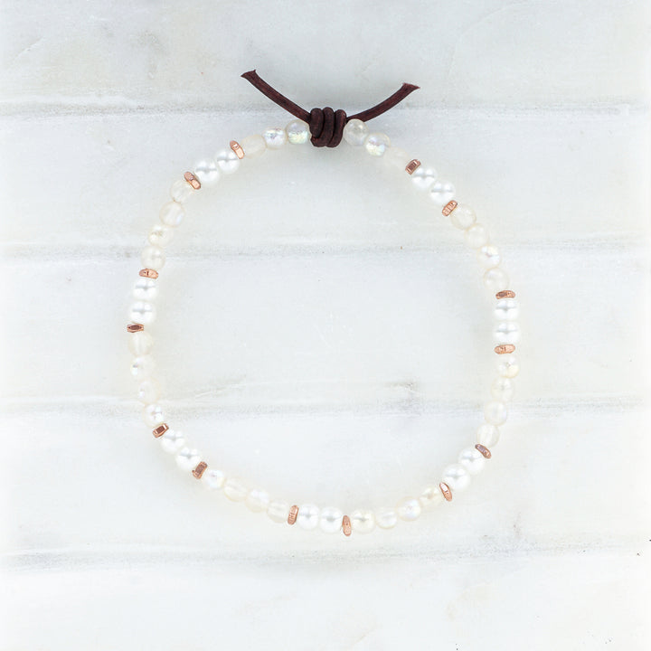 Holiday Cheer Bracelet Set - Mauve, Rose Gold, & Pearl | Set of 3 Bracelets