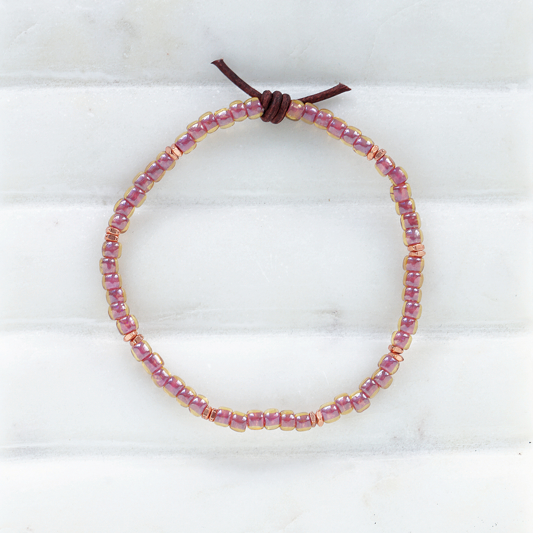 Holiday Cheer Bracelet Set - Mauve, Rose Gold, & Pearl | Set of 3 Bracelets