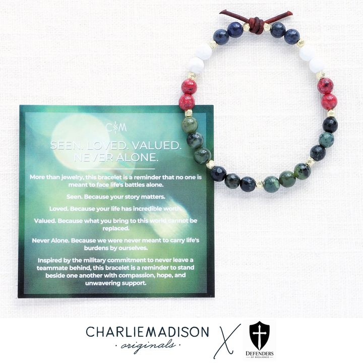 Seen. Loved. Valued. Never Alone Mini Bracelet | Defenders of Resilience Collaboration