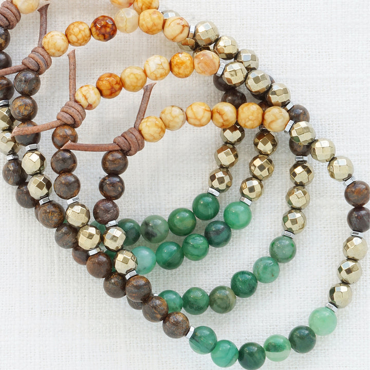 Jade, Hematite, Bronzite, and Fire Agate Mini Stacker | September 2025 Stacker of the Month