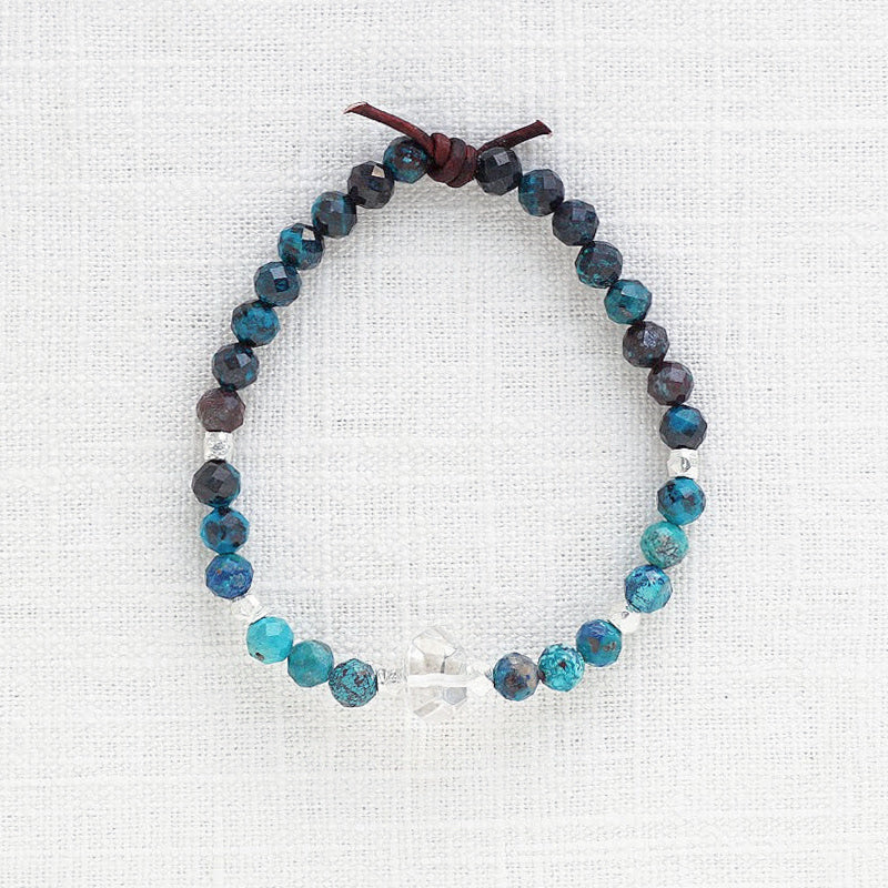 AZURITE MALACHITE CHRYSOCOLLA Crystal Bracelet - Round Beads - Beaded –  Throwin Stones