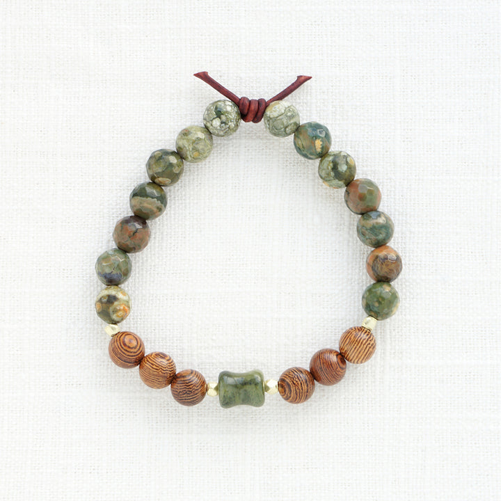 Rhyolite, Wood, & Quartz Bamboo Nugget Bracelet | Summer 2025 Collection