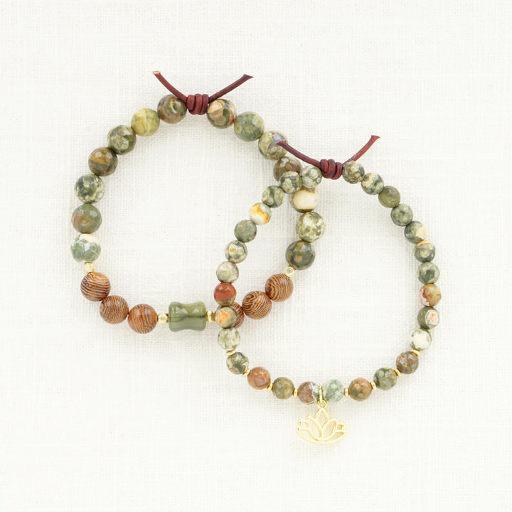 Rhyolite, Wood, & Quartz Bamboo Nugget Bracelet | Summer 2025 Collection
