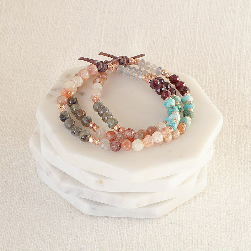 Thrive Mini Bracelet Stack of Three, Empowerment Collection, Embrace Opportunities, Embrace Change, Celebrate Seasons of Life, Learn, Grow, Growth, Feel Empowered 