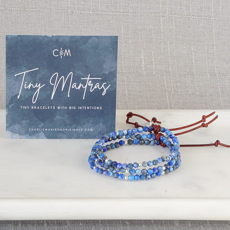 Tiny Mantras Bracelet - Lapis Lazuli gems
