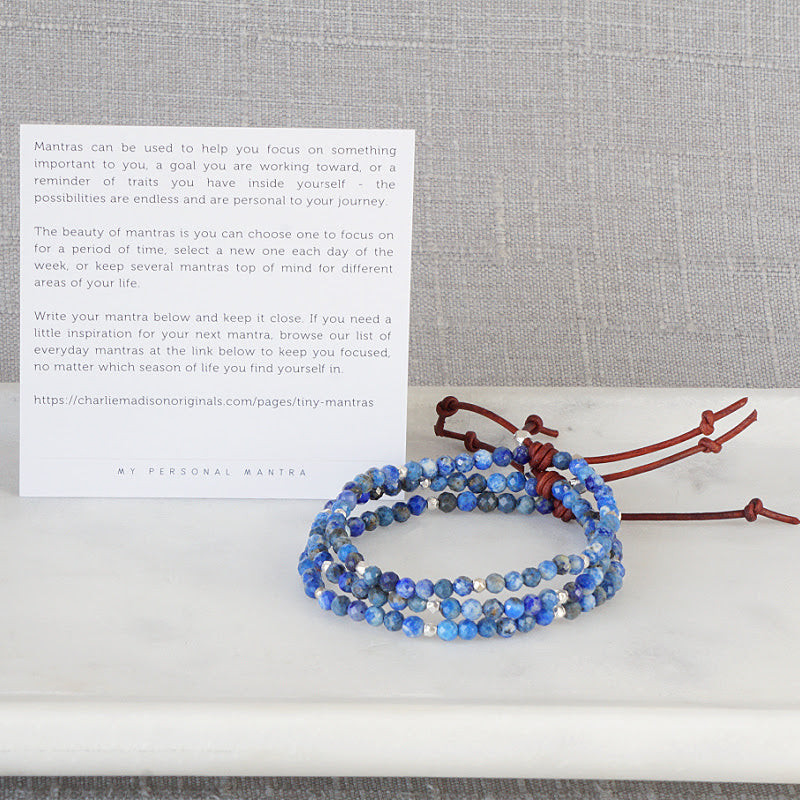 Tiny Mantras Bracelet - Lapis Lazuli gemstones and meaning card