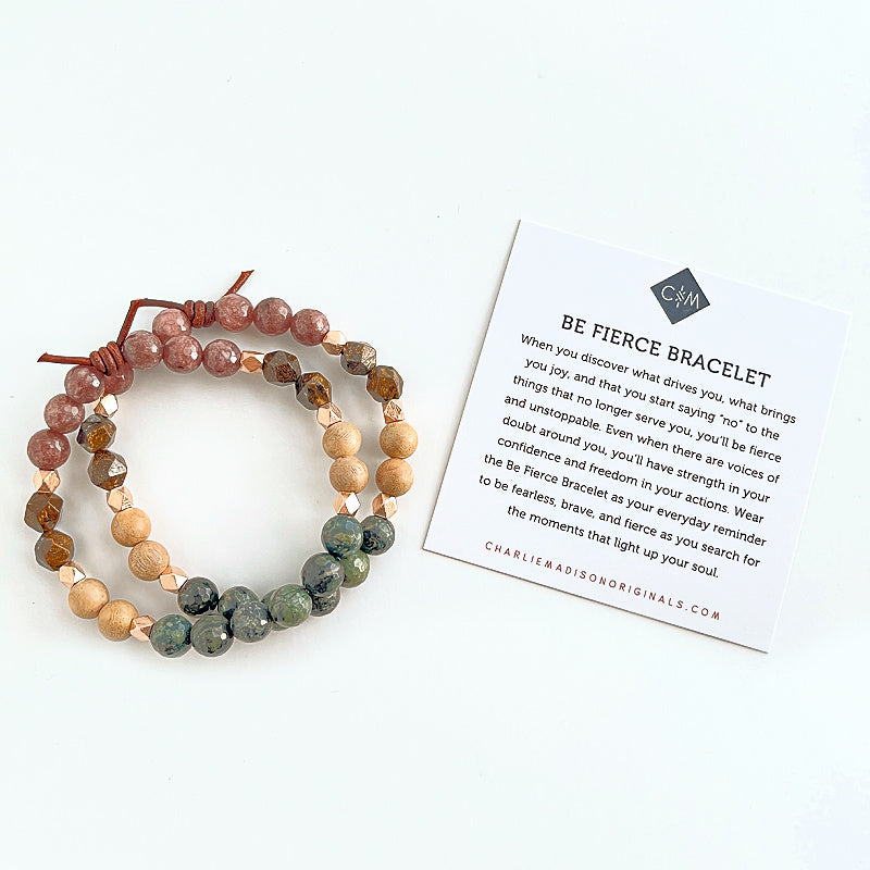Be Fierce Bracelet with Meaning Card - Wear the Be Fierce bracelet as your everyday reminder to be fearless, brave, and fierce, as you search for the moments that light up your soul. Essential Oil Diffuser Bracelet, Essential Oil Jewelry