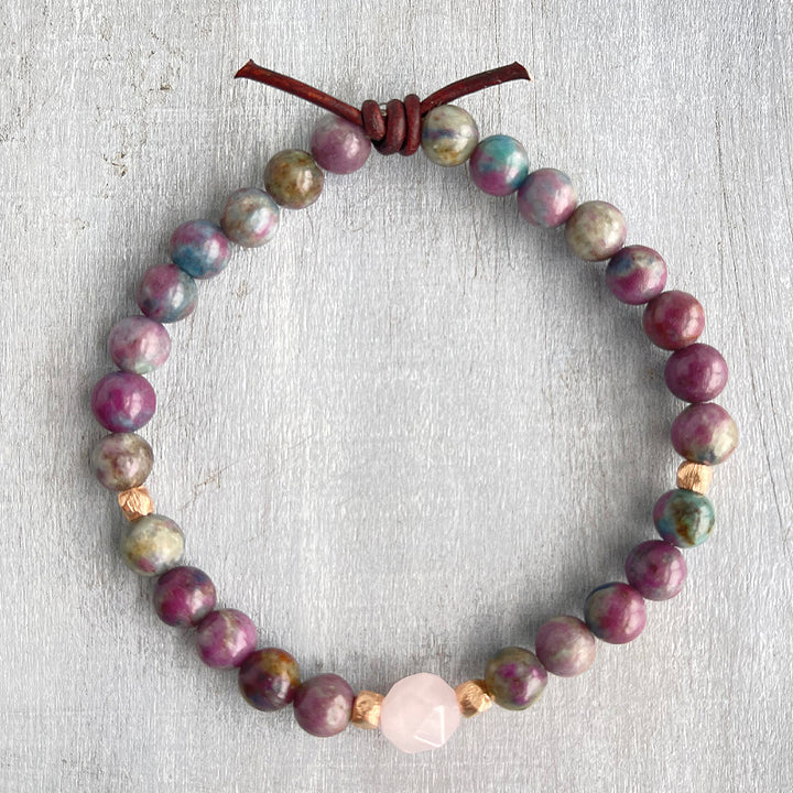 Be Kind Mini Bracelet - Ruby Kyanite & Rose Quartz | A Meaningful Everyday Bracelet