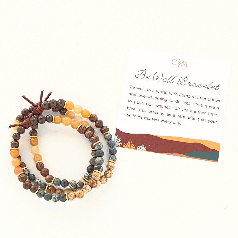 Be Well Mini Bracelet with Meaning Card – Be well. In a world with competing priorities and overwhelming to-do lists, it’s tempting to push our wellness off for another time. Wear this bracelet as a reminder that your wellness matters every day. InDependent Wellness Summit. 