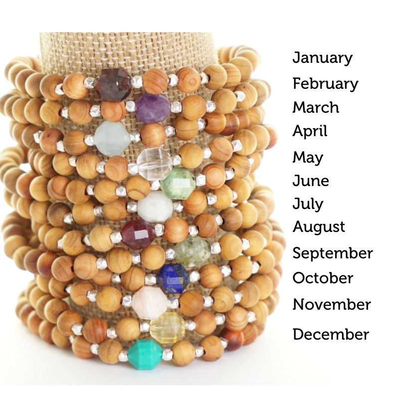 Birthstone Bracelets, Sandalwood, Essential Oil Jewelry, Essential Oil Diffuser Bracelet, Wood Diffuser Beads