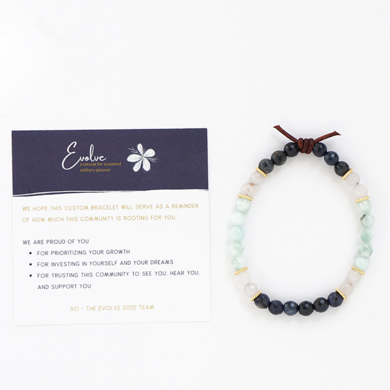 Evolve Bracelet with Meaning Card – We hope this custom bracelet will serve as a reminder of how much this community is rooting for you. We are proud of you for prioritizing your growth, for investing in yourself and your dreams, and for trusting this community to see you, hear you, and support you. 
