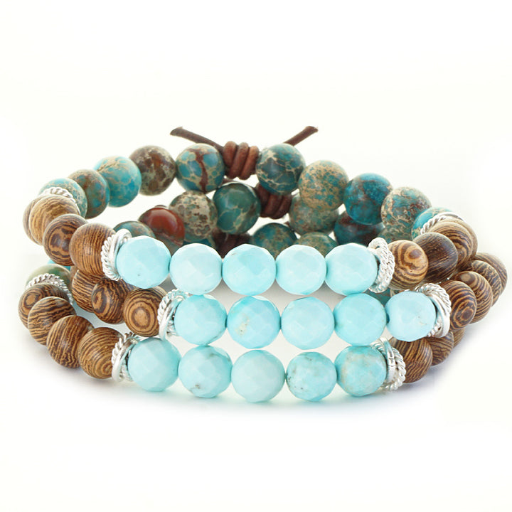 Hope Bracelet Stack of 3, 8mm Gemstones, Essential Oil Jewelry, Wood Diffuser Jewelry, Aromatherapy Jewelry, Essential Oils