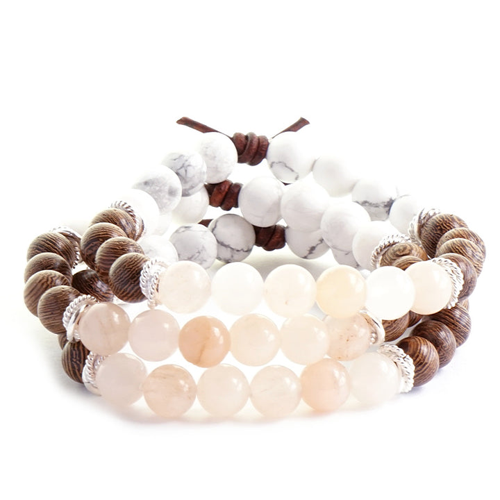 Hope Bracelet Stack of 3, 8mm Gemstones, Essential Oil Jewelry, Wood Diffuser Jewelry, Aromatherapy Jewelry, Essential Oils