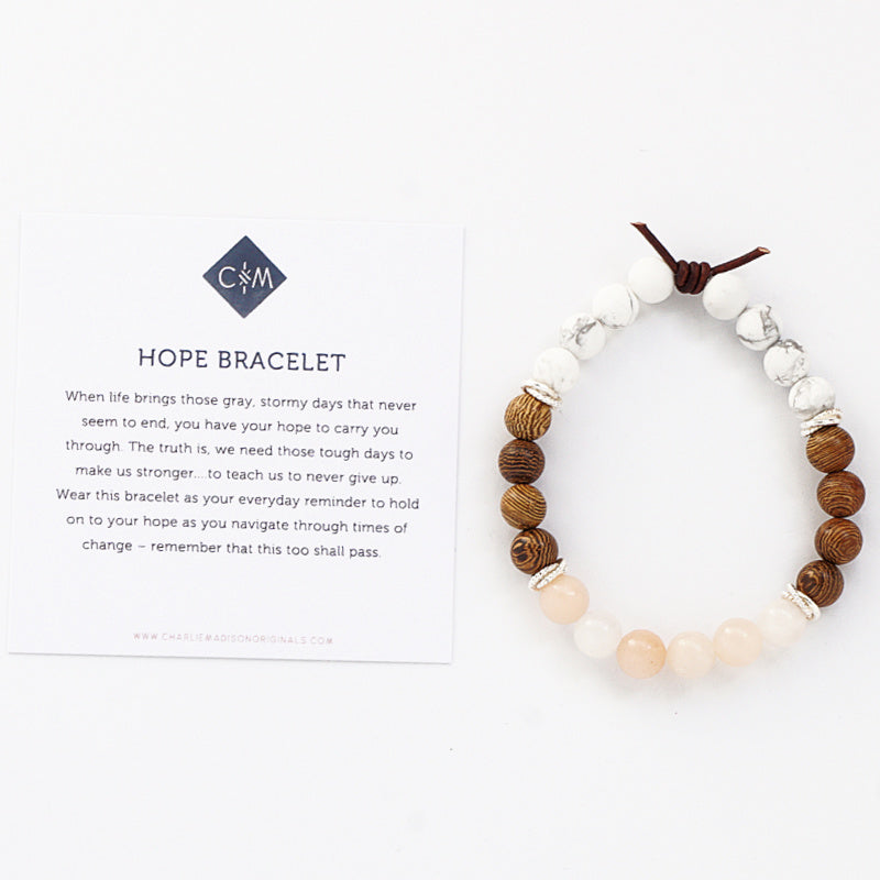 Hope Bracelet with Meaning Card - When life brings those gray, stormy days that never seem to end, you have your hope to carry you through. The truth is, we need those tough days to make us stronger....to teach us to never give up. Wear this bracelet as your everyday reminder to hold on to your hope as you navigate through times of change – remember that this too shall pass.
