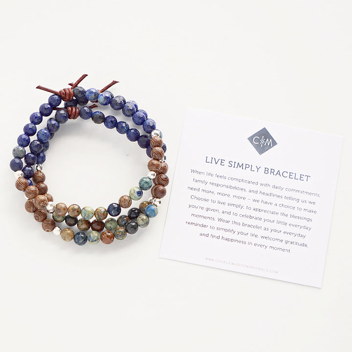 Live Simply Mini Bracelet with Meaning Card - When life feels complicated with daily commitments, family responsibilities, and headlines telling us we need more, more, more – we have a choice to make. Choose to live simply, to appreciate the blessings you’re given, and to celebrate your little everyday moments. Wear this bracelet as your everyday reminder to simplify your life, welcome gratitude, and find happiness in every moment.