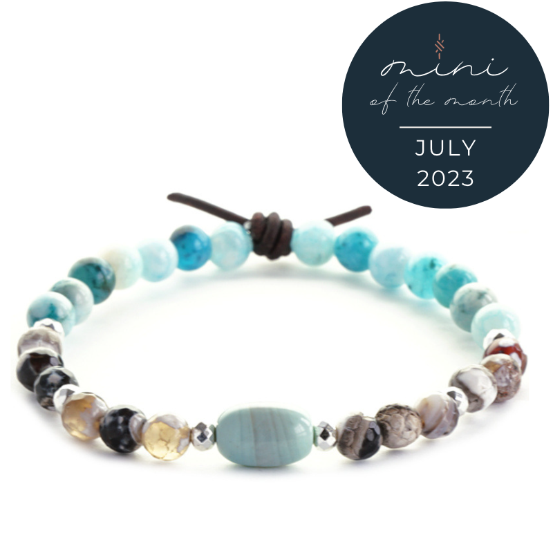 Hemimorphite, Fire Agate & Terra Agate Mini Bracelet (Daydreamer) | July 2023 Mini of the Month