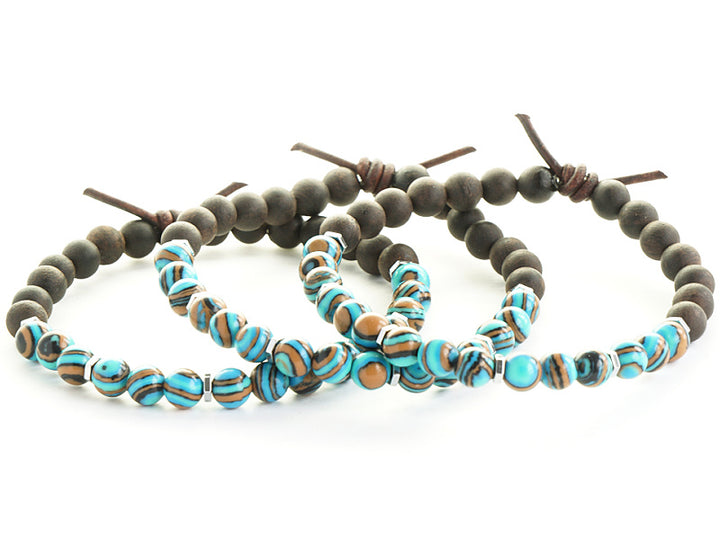 Striped Calsilica Jasper & Wood Mini Bracelet (Joyful) | June 2023 Mini of the Month
