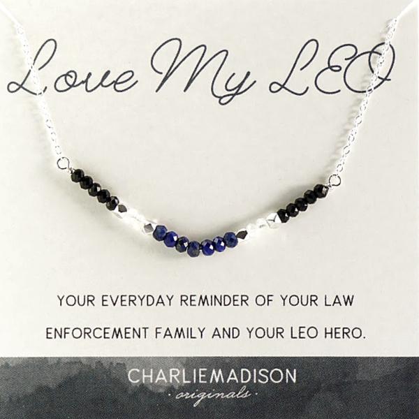 Love My LEO Necklace – Your everyday reminder of your law enforcement family and your LEO hero. 