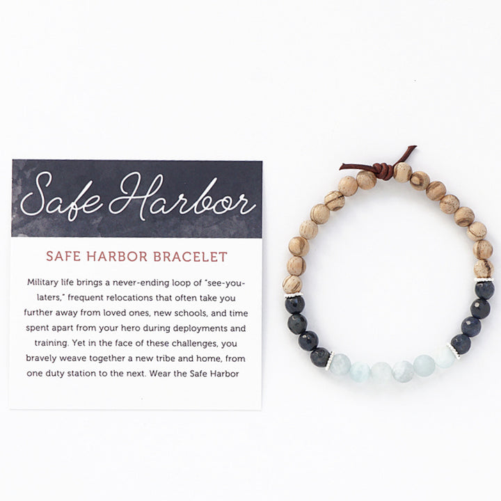 Safe Harbor Mini Bracelet with Meaning Card - Military life brings a never-ending loop of “see-you-laters,” frequent relocations that often take you further away from loved ones, new schools, and time spent apart from your hero during deployments and training. Wear the Safe Harbor Bracelet as your everyday reminder that no matter where in the world the military life takes you, your home is not a place, but the people around you - it will always be your safe harbor.