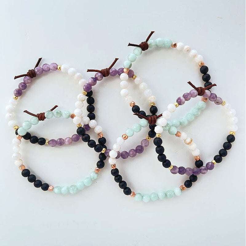 Until We Meet Again Angelite Mini Bracelet Stack, Until We Meet Again Lepidolite Mini Bracelet Stack, Bereavement Bracelets